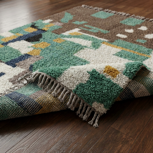 Colorful Beni Ourain Rug - Artistic Handmade Wool Area Rug