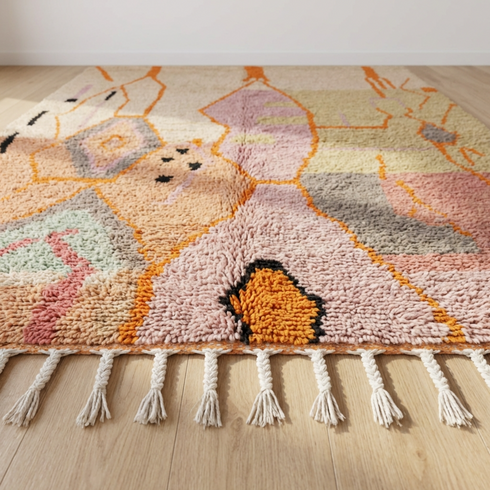 Handmade Boujaad Rug - Colorful High Pile Moroccan Wool Rug