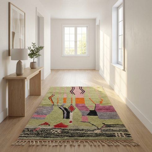 Light Green Boujaad Berber Rug - Modern Moroccan Carpet
