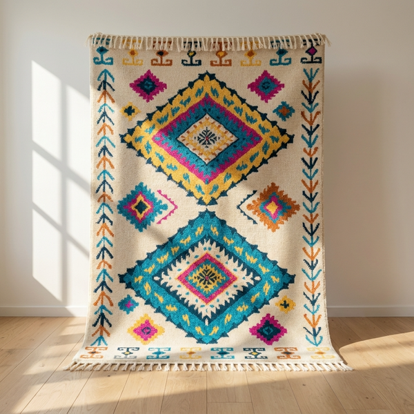 Azilal Rug – Multicolor Diamond Wool Wool Rug
