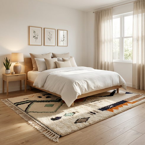 Colorful Beni Ourain Rug - Abstract Geometric Living Room Decor