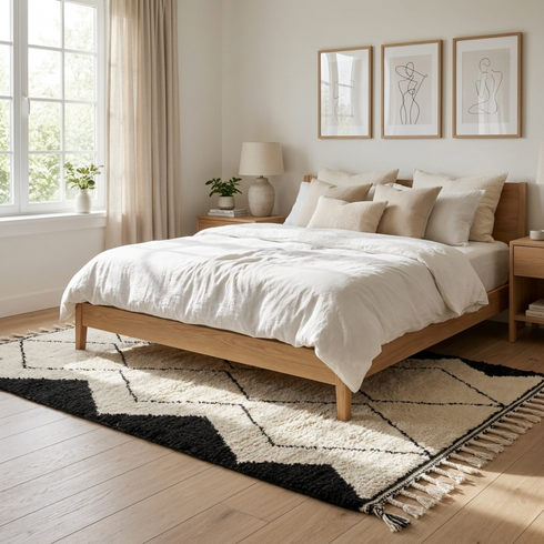 Boujaad Rug – Black & Ivory Abstract Wool Rug