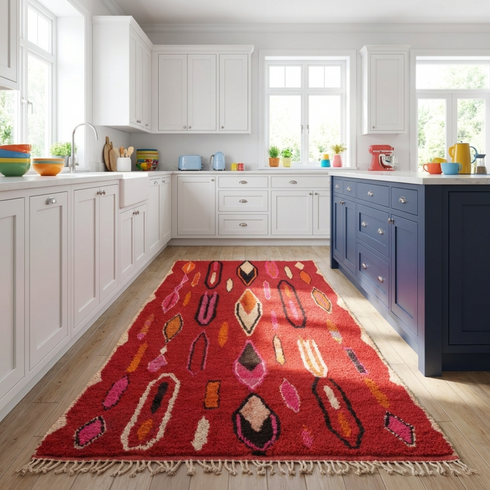 Boujaad Rug – Red Plush Abstract Wool Area Rug
