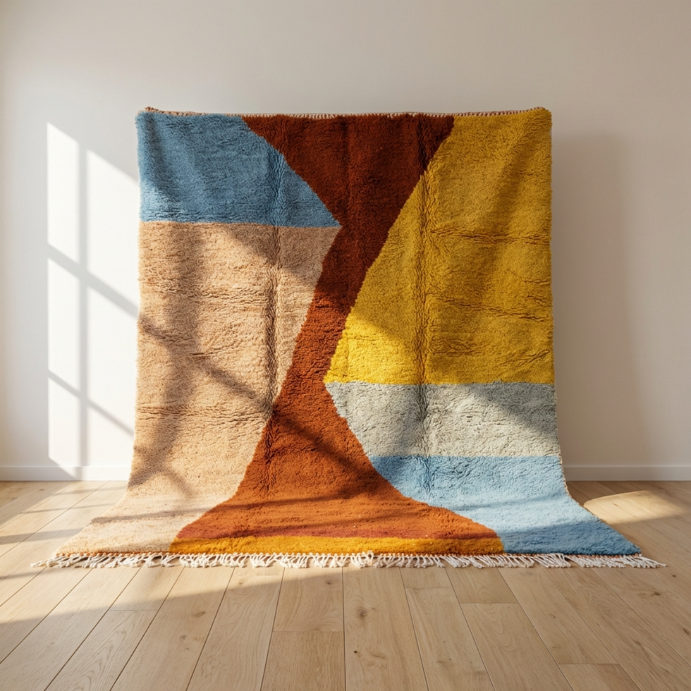Moroccan Berber Rug – Multicolor Shaggy Abstract Wool Area Rug