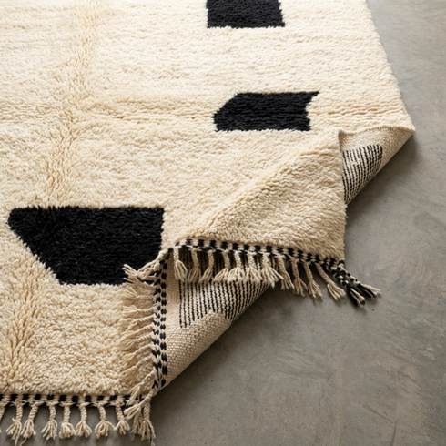 Hand Knotted Beni Ourain Rug - Minimalist Abstract Moroccan Area Rug