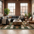 Beni Ourain Rug – Green Geometric Wool Area Rug