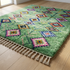 Handmade Azilal Moroccan Rug – Vibrant Shaggy Wool Rug with Sage Green Tribal Diamond Design