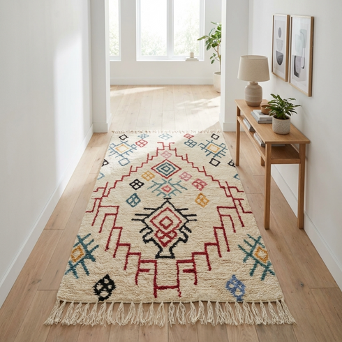 Authentic Azilal Rug - Shaggy Moroccan Wool - Vibrant Geometric Boho Decor