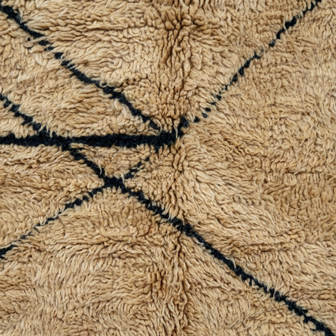 Beni Ourain Rug - High Pile Natural Wool - Abstract Geometric Pattern