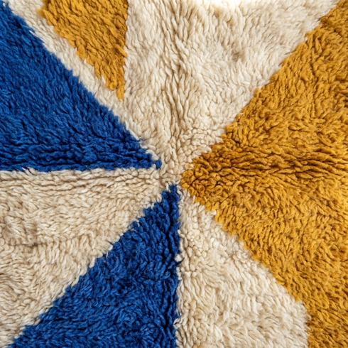 Authentic Moroccan Rug – High Pile Natural Wool Area Rug with Modern Geometric Abstract Pattern for Living Room Decor