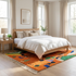 Azilal Rug – Orange Shaggy Striped Wool Rug