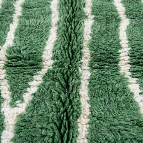 Modern Moroccan Wool Rug – Plush Shaggy Berber Rug with Sage Green Geometric Design for Boho Decor
