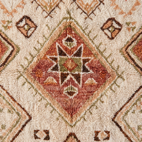 Authentic Handmade Boujaad Rug – Natural Wool Flatweave Moroccan Rug with Tribal Boho Design