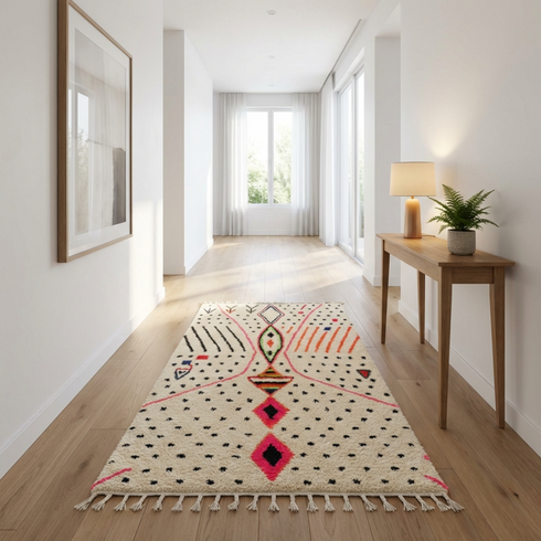 Vibrant Moroccan Rug - Handmade Neon Tribal Rug