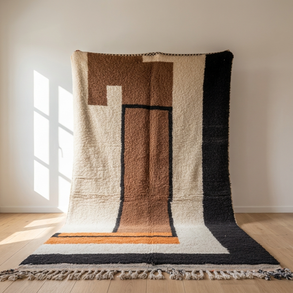 Moroccan Berber Rug – Ivory Plush Geometric Wool Rug