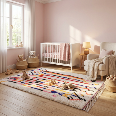 Artistic Vibrancy - Handmade Azilal Moroccan Wool Rug