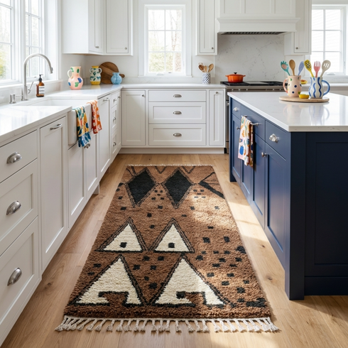 Moroccan Berber Rug – Brown Tribal Wool Area Rug