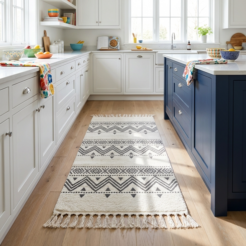 Handmade Moroccan Kilim Rug - Flatweave Natural Wool - Minimalist Tribal Boho Decor