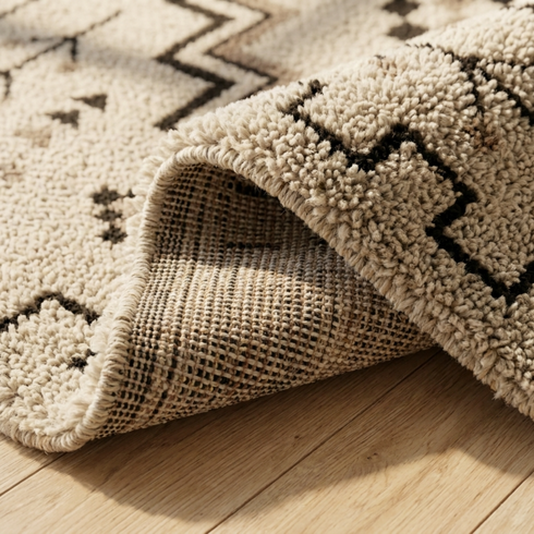 Moroccan Kilim Rug – Beige Flatweave Diamond Wool Rug