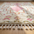 Handmade Azilal Rug - Shaggy Natural Wool - Vibrant Boho Living Room Decor - Pink Geometric Pattern