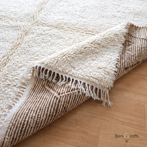 Authentic Beni Ourain Rug - Minimalist Boho Ivory Area Rug