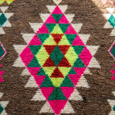 Moroccan Kilim Rug – Brown Flatweave Diamond Wool Area Rug