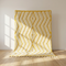Modern Moroccan Berber Rug – Soft High Pile Wool Rug with Geometric Yellow Pattern