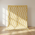 Modern Moroccan Berber Rug – Soft High Pile Wool Rug with Geometric Yellow Pattern