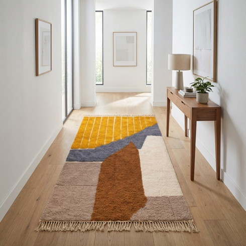 Handmade Beni Ourain Rug - Modern Abstract Colorful Living Room Decor