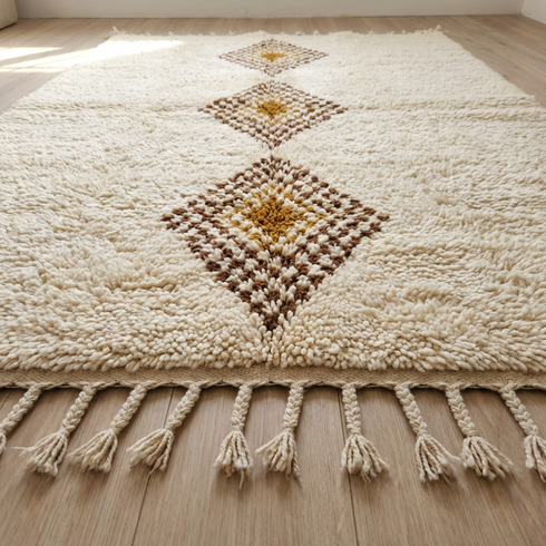 Authentic Beni Ourain Rug - Minimalist Boho Ivory Area Rug