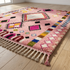 Authentic Handmade Boujaad Rug – Plush 100% Wool Moroccan Area Rug for Pink Boho Living Room Decor