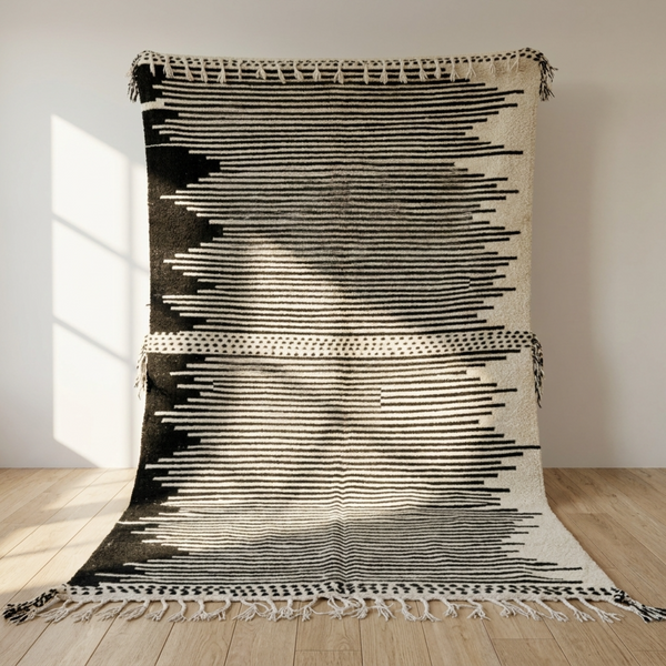 Moroccan Berber Rug – Gray Plush Geometric Wool Area Rug