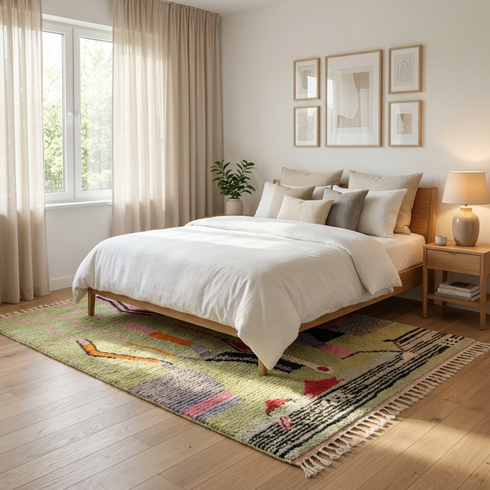 Light Green Boujaad Berber Rug - Modern Moroccan Carpet
