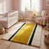Authentic Moroccan Rug – High Pile Shaggy Wool Area Rug with Modern Mustard Stripe Pattern for Boho Living Room Decor