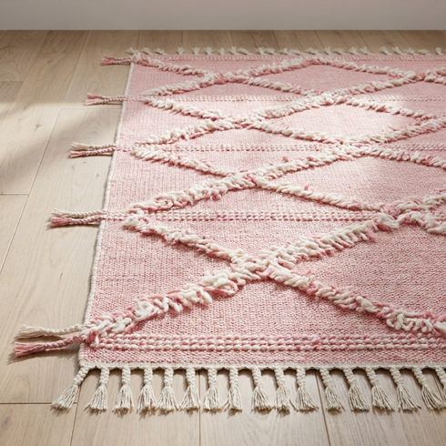 Handmade Moroccan Kilim Rug - Flatweave & Shaggy Wool - Boho Geometric Area Rug