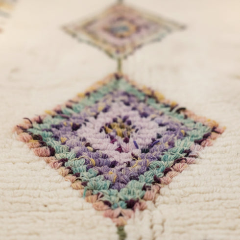 Handmade Moroccan Rug - Ivory Wool Carpet For Living Room Area