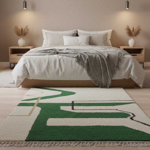 Green Moroccan Handmade Rug – Hand woven rug