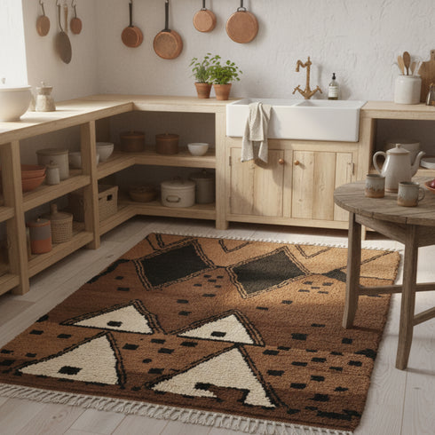 Vintage Moroccan Rug - Brown and Black Tribal Design