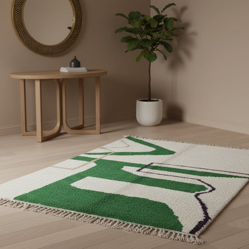Green Moroccan Handmade Rug – Hand woven rug