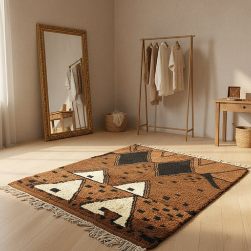 Vintage Moroccan Rug - Brown and Black Tribal Design