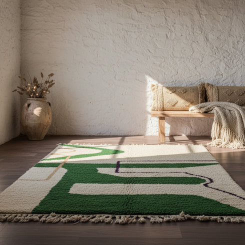 Green Moroccan Handmade Rug – Hand woven rug