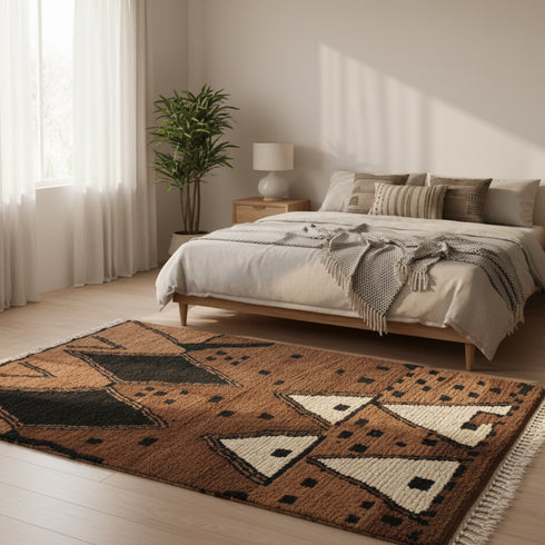 Vintage Moroccan Rug - Brown and Black Tribal Design