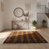 Brown Moroccan Wool Rug – Vertical Orange Geometric Square Pattern