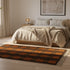 Brown Moroccan Wool Rug – Vertical Orange Geometric Square Pattern