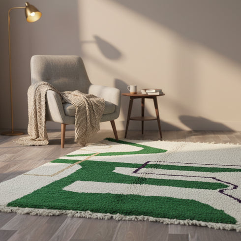 Green Moroccan Handmade Rug – Hand woven rug