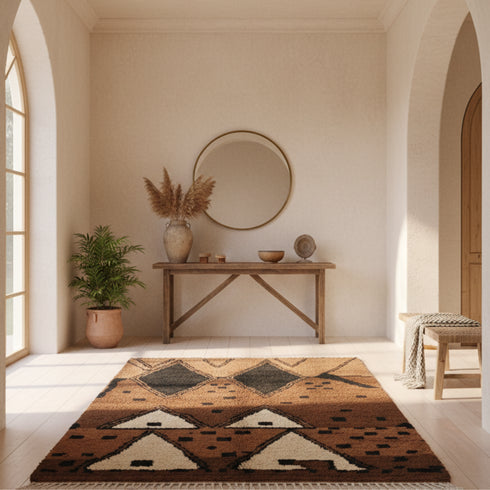 Vintage Moroccan Rug - Brown and Black Tribal Design