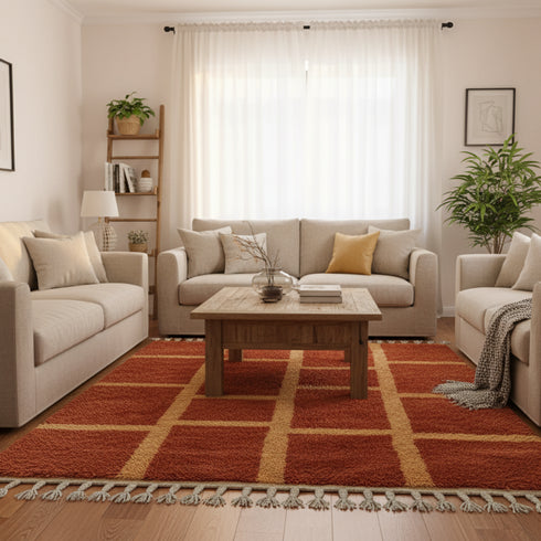 Hand-Knotted Beni Ourain Wool Rug – Modern Boho Home Interior Decor