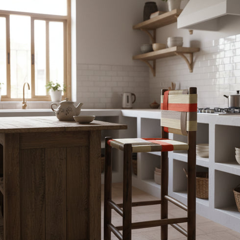 Handmade Moroccan Woven Stool - Handmade boho furniture