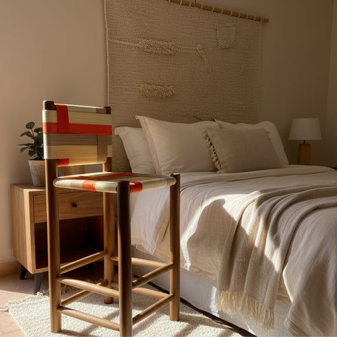 Handmade Moroccan Woven Stool - Handmade boho furniture