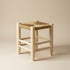 Moroccan Stool In Wood And beige Rope - Handmade boho furniture